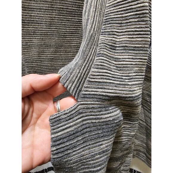 Eileen Fisher gray heather ribbed knit cotton blend open cardigan medium - Picture 5 of 12